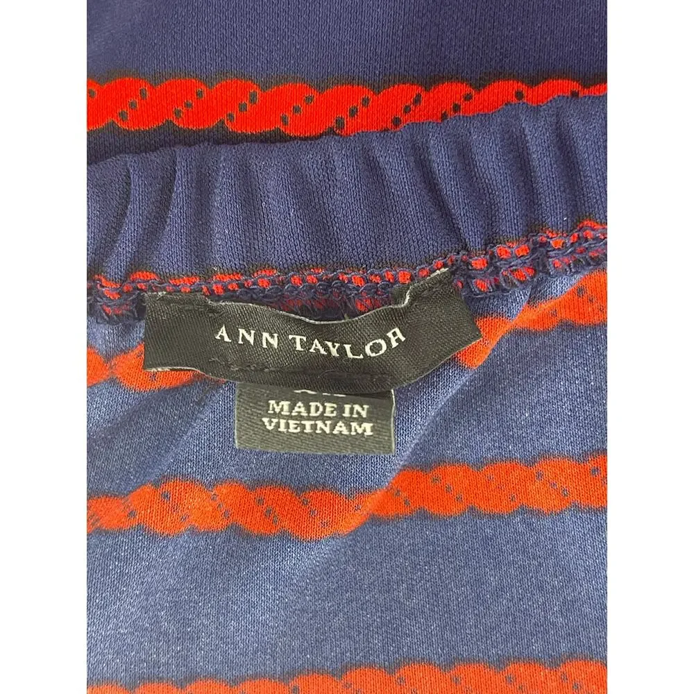 Ann Taylor Navy Blue Red Rope Striped Sleeveless Top Women's Size XS